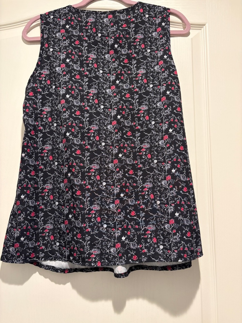 Source Unknown Black Tank Top with Pink & White Floral Print - Picture 2 of 4